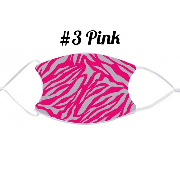 Pink Zebra Filter Pocket Adult Facemask - Picture 4 of 9